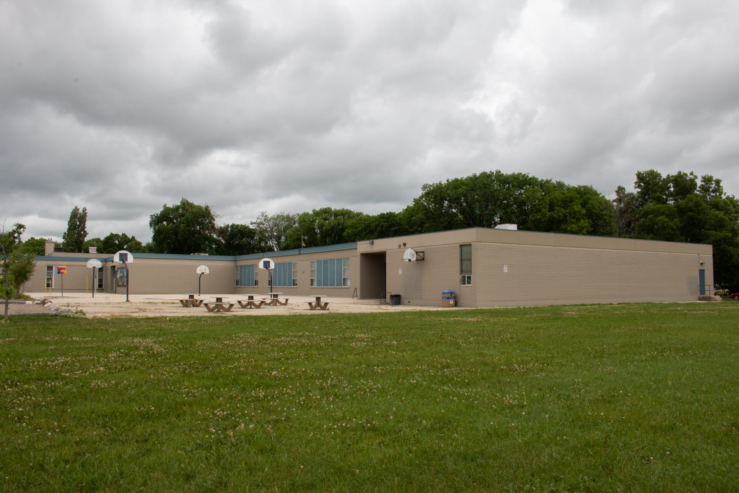 Rear-side photo of Nordale School at 99 Birchdale Avenue.