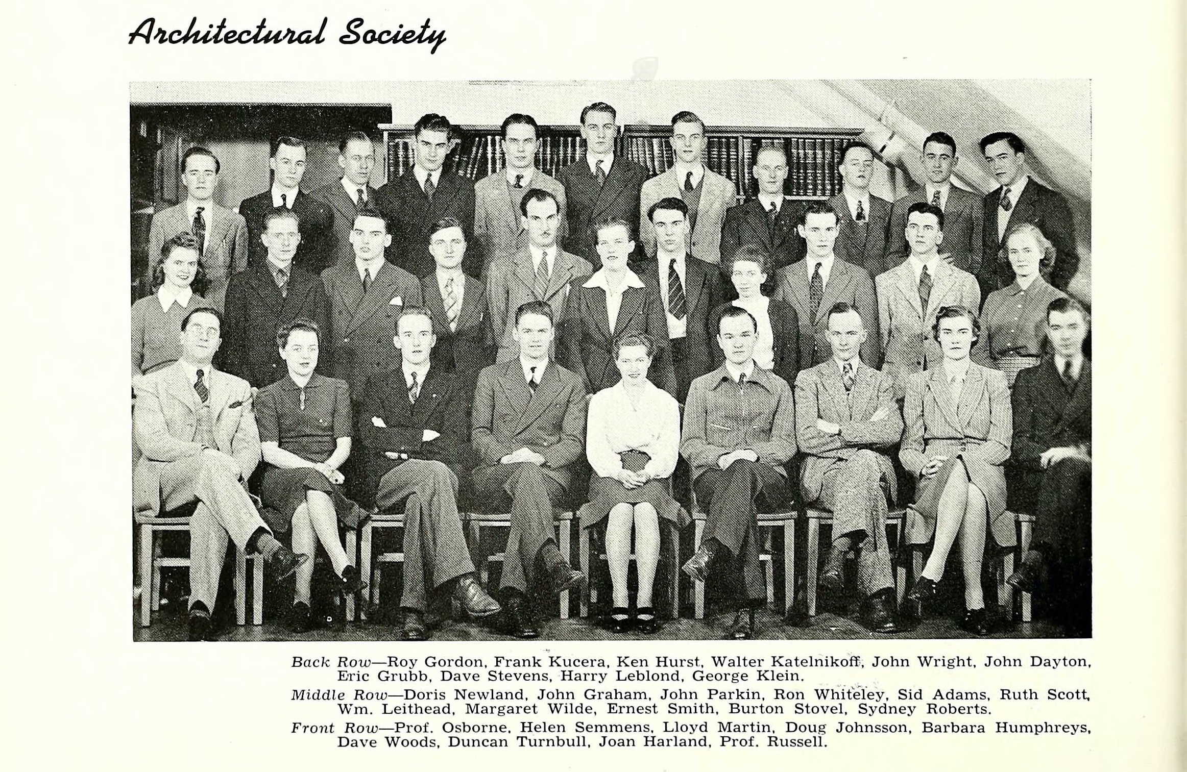 A group black and white picture of the 1941 Architectural Society