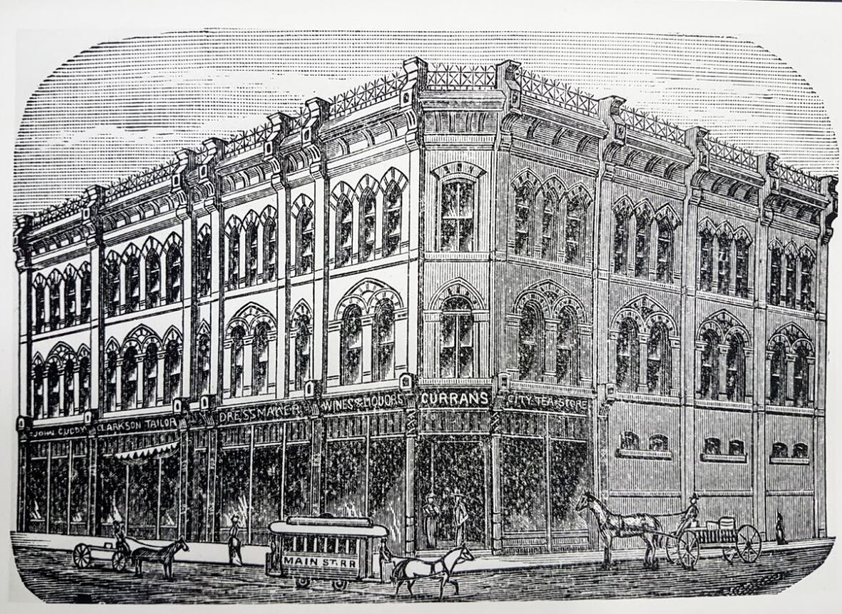 A black and white sketch of the Fortune and Macdonald blocks.